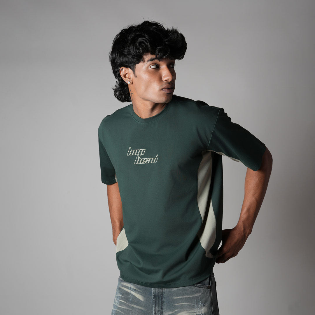 GREEN SPLITPANEL T-SHIRT